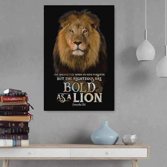 Lion Of Judah Proverbs 281 Kjv Decor Canvas Art - Bible Verse Canvas - Scripture Wall Art