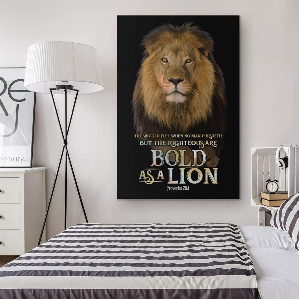 Lion Of Judah Proverbs 281 Kjv Decor Canvas Art - Bible Verse Canvas - Scripture Wall Art
