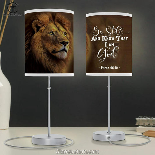 Lion Of Judah Psalm 4610 Be Still And Know That I Am God Lamp Art Table Lamp - Christian Lamp Art Decor - Scripture Table Lamp Prints