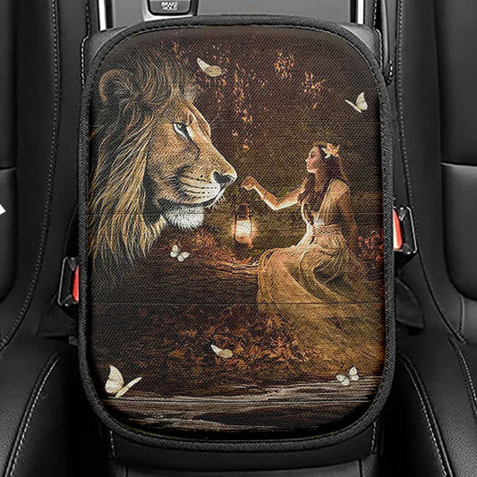 Lion Of Judah Seat Box Cover, Lion Car Center Console Cover, Christian Car Interior Accessories