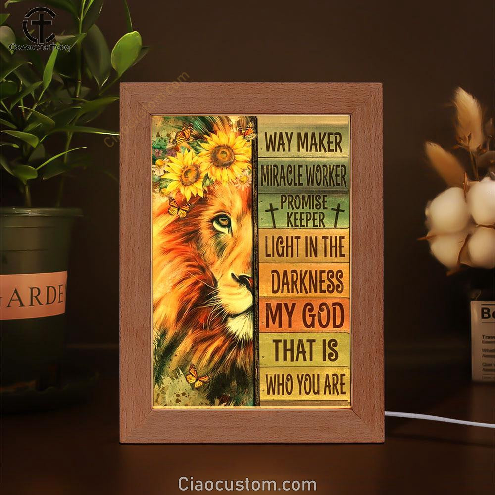 Lion Of Judah Sunflower Wreath Way Maker Miracle Worker Frame Lamp