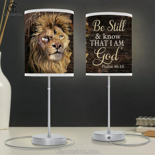 Lion Psalm 4610 Be still I am God Table Lamp For Bedroom - Bible Verse Table Lamp - Religious Room Decor