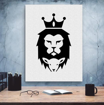 Lion & The Lamb Canvas - Religious Canvas Art - Christian Canvas Wall Art - Ciaocustom