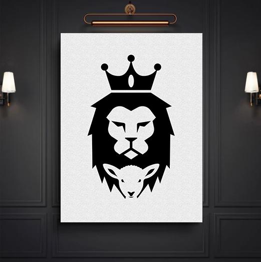 Lion & The Lamb Canvas - Religious Canvas Art - Christian Canvas Wall Art - Ciaocustom