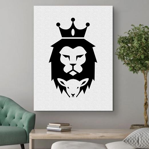 Lion & The Lamb Canvas - Religious Canvas Art - Christian Canvas Wall Art - Ciaocustom