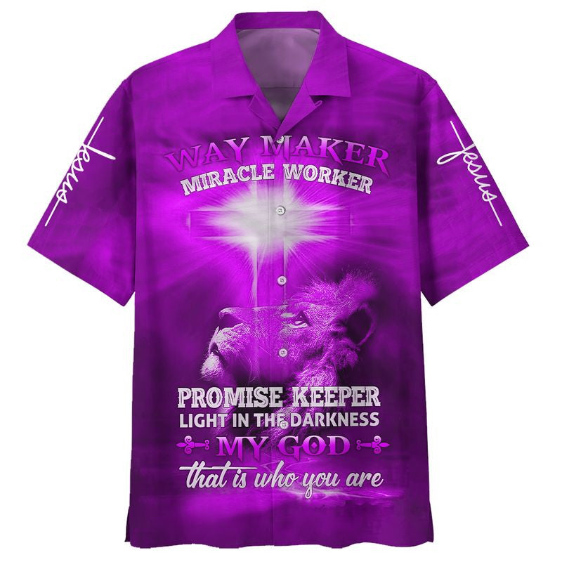 Lion Way Maker Miracle Worker Promise Keeper Light In The Darkness My God That Is Who You Are Jesus Hawaiian Shirt - Best Hawaiian Shirts - Christian Hawaiian Shirt