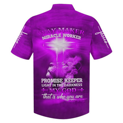 Lion Way Maker Miracle Worker Promise Keeper Light In The Darkness My God That Is Who You Are Jesus Hawaiian Shirt - Best Hawaiian Shirts - Christian Hawaiian Shirt
