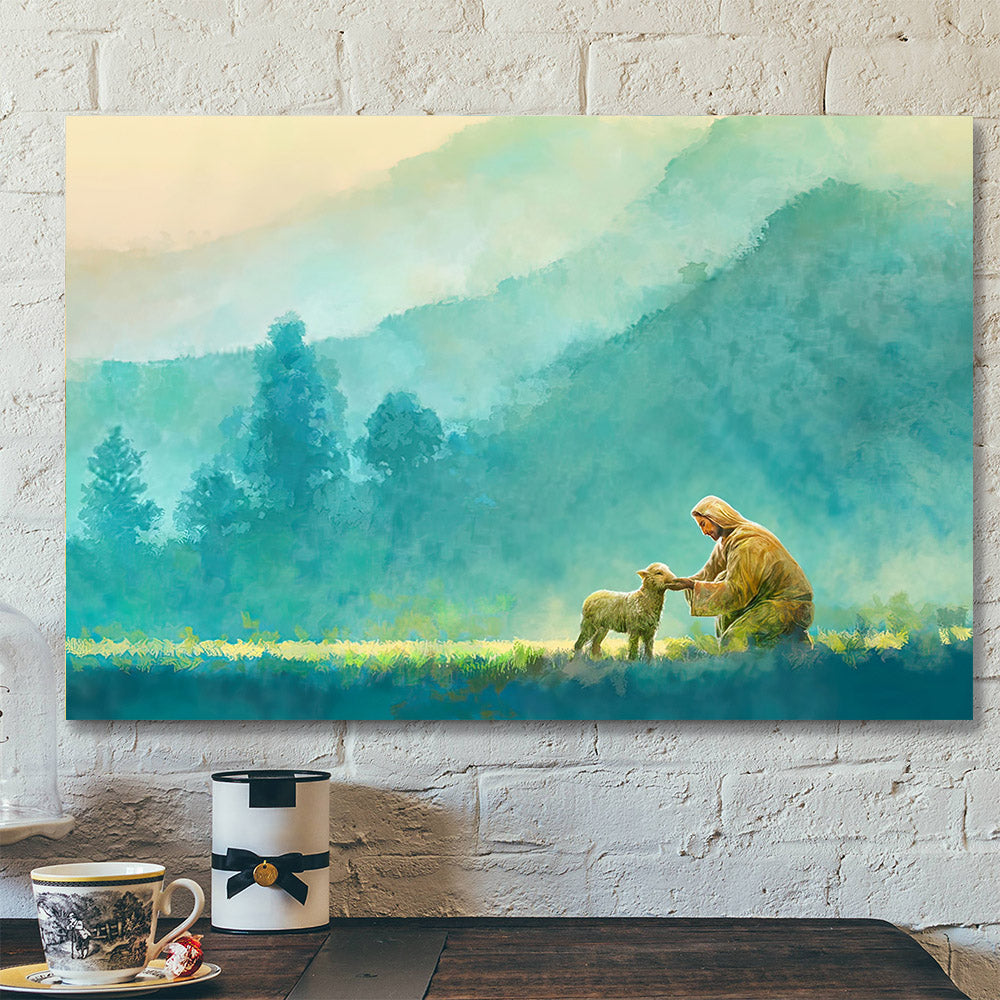 Little One - Jesus And Lamb - Jesus Canvas Poster - Jesus Wall Art - Gift For Christian - Ciaocustom