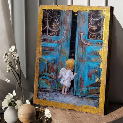 Little Angel Art Wall Art With Gold Leaf Canvas - Catholic Canvas Wall Art - Religious Gift - Christian Wall Art Decor
