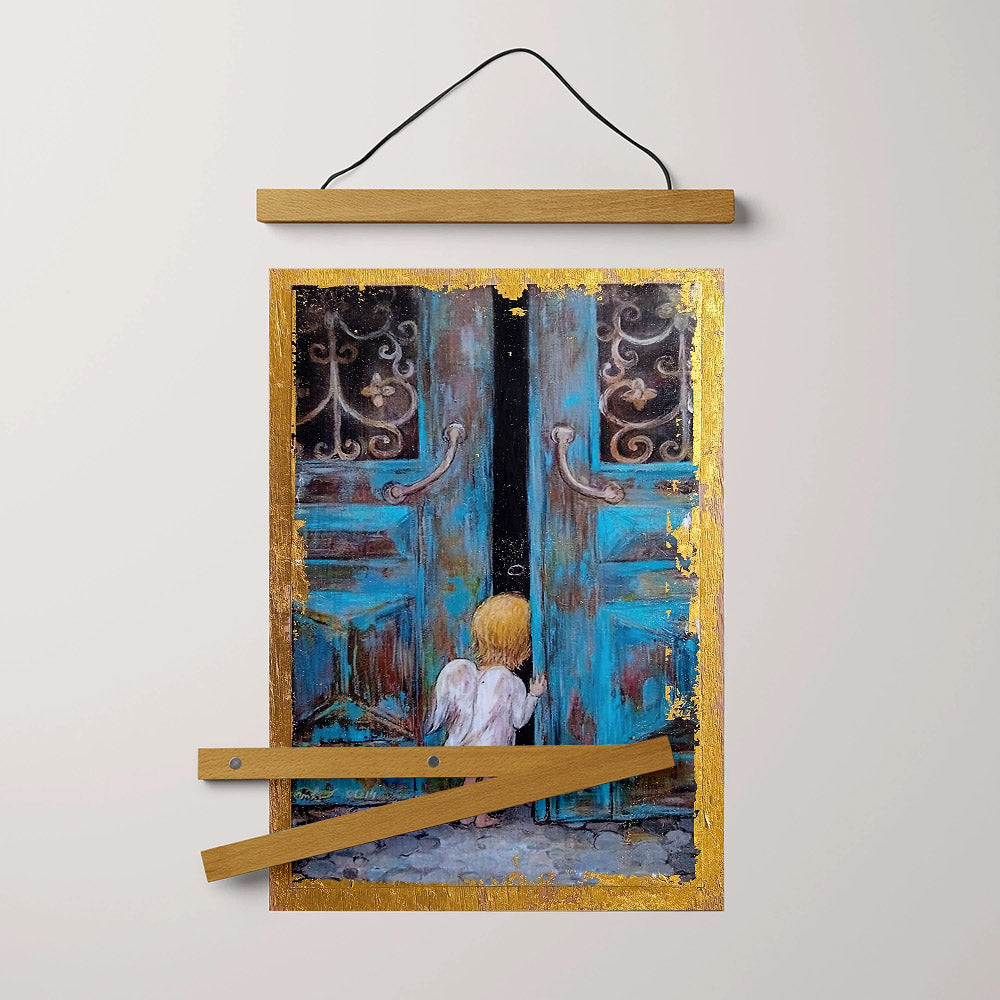 Little Angel Art Wall Art With Gold Leaf Catholic Hanging Canvas Wall Art - Religious Gift - Christian Wall Art Decor