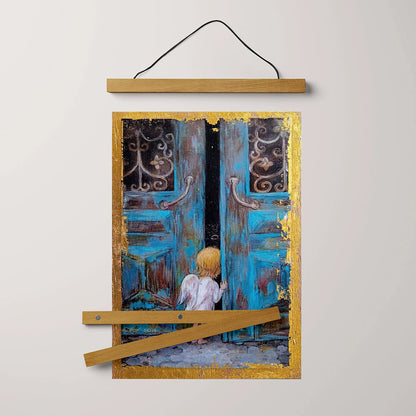 Little Angel Art Wall Art With Gold Leaf Catholic Hanging Canvas Wall Art - Religious Gift - Christian Wall Art Decor