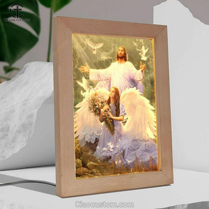 Little Angel Jesus Magic Forest Pray For Healing Frame Lamp