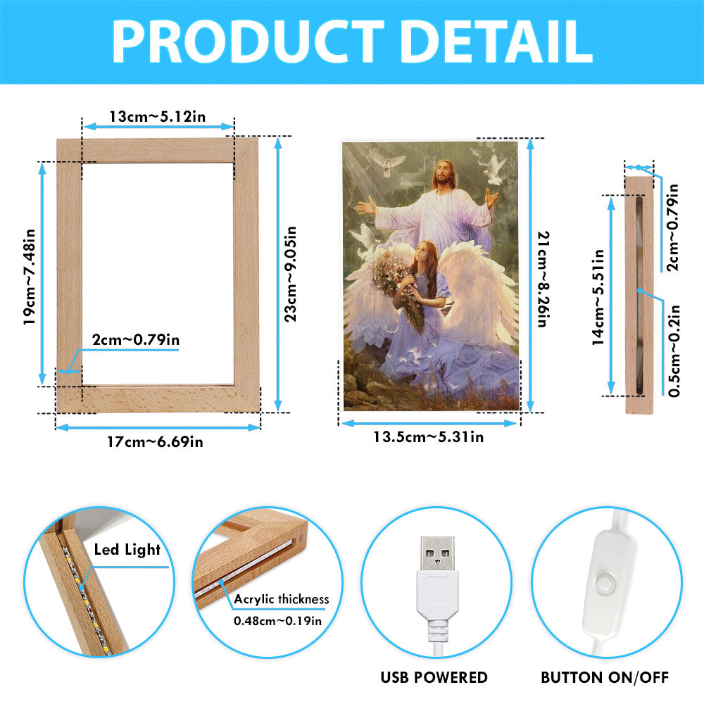 Little Angel Jesus Magic Forest Pray For Healing Frame Lamp