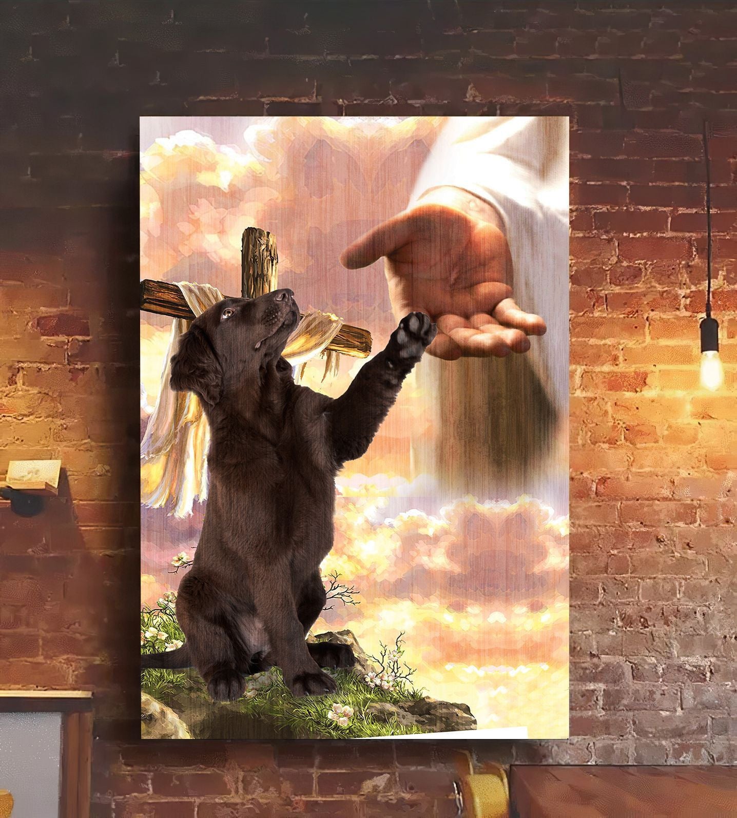 Little Chocolate Labrador God Hand Canvas - Canvas Decor Ideas – Ciaocustom