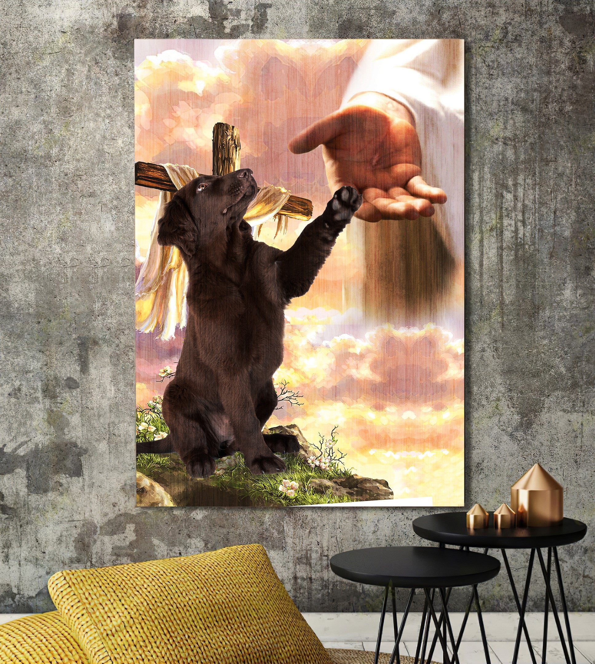 Little Chocolate Labrador God Hand Canvas - Canvas Decor Ideas