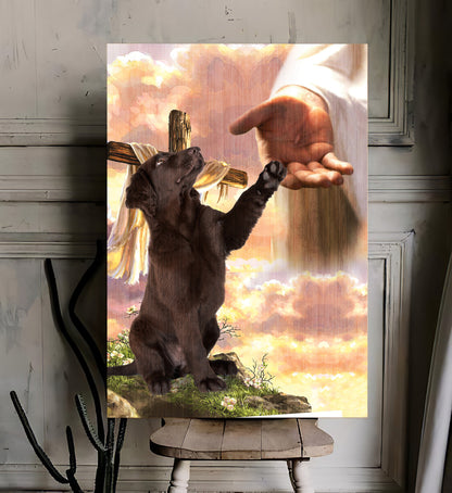 Little Chocolate Labrador God Hand Canvas - Canvas Decor Ideas
