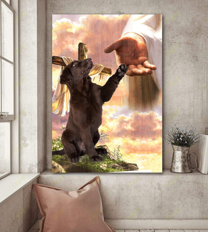 Little Chocolate Labrador God Hand Canvas - Canvas Decor Ideas