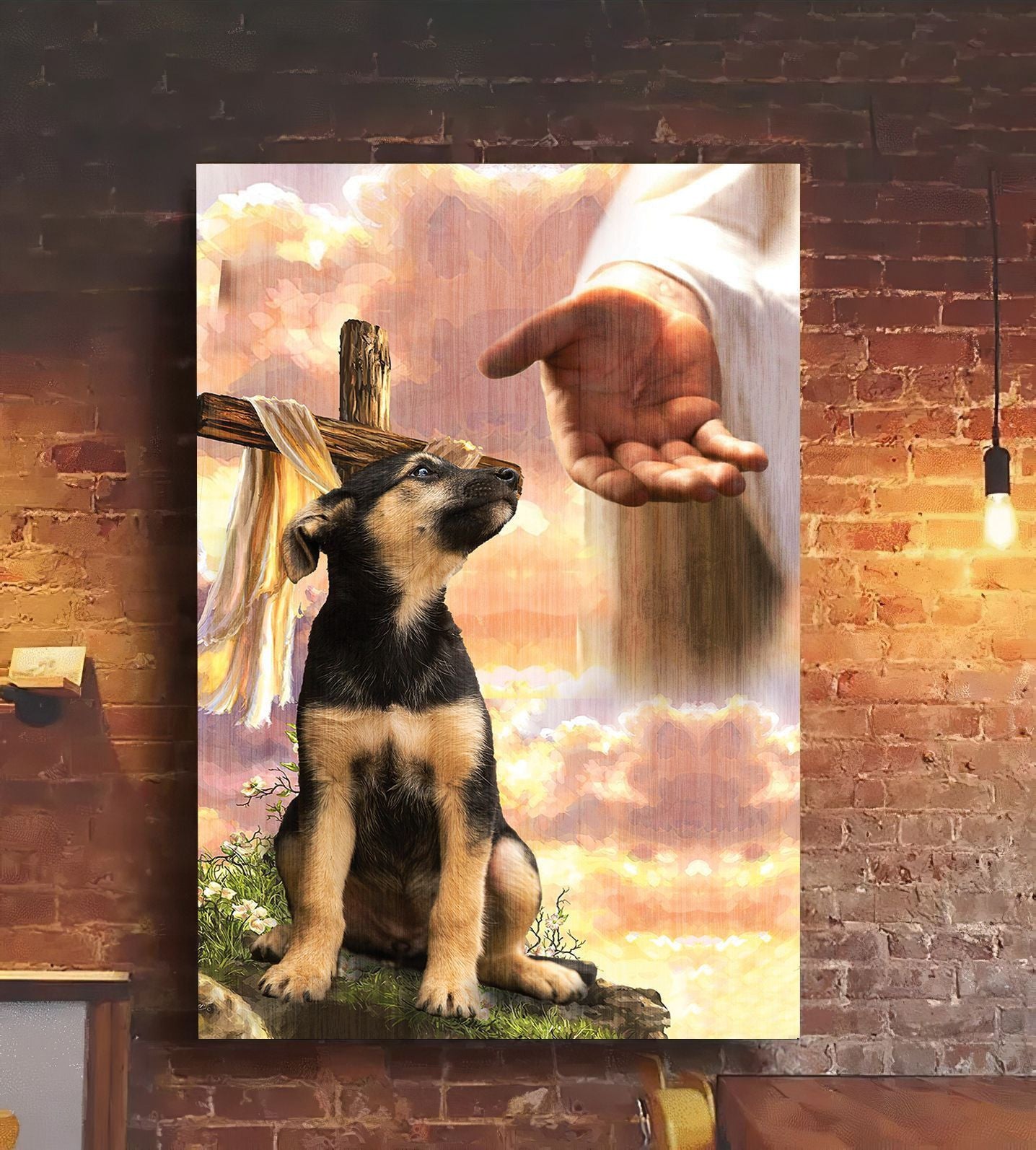 Little German Shepherd God Hand Canvas - Canvas Decor Ideas