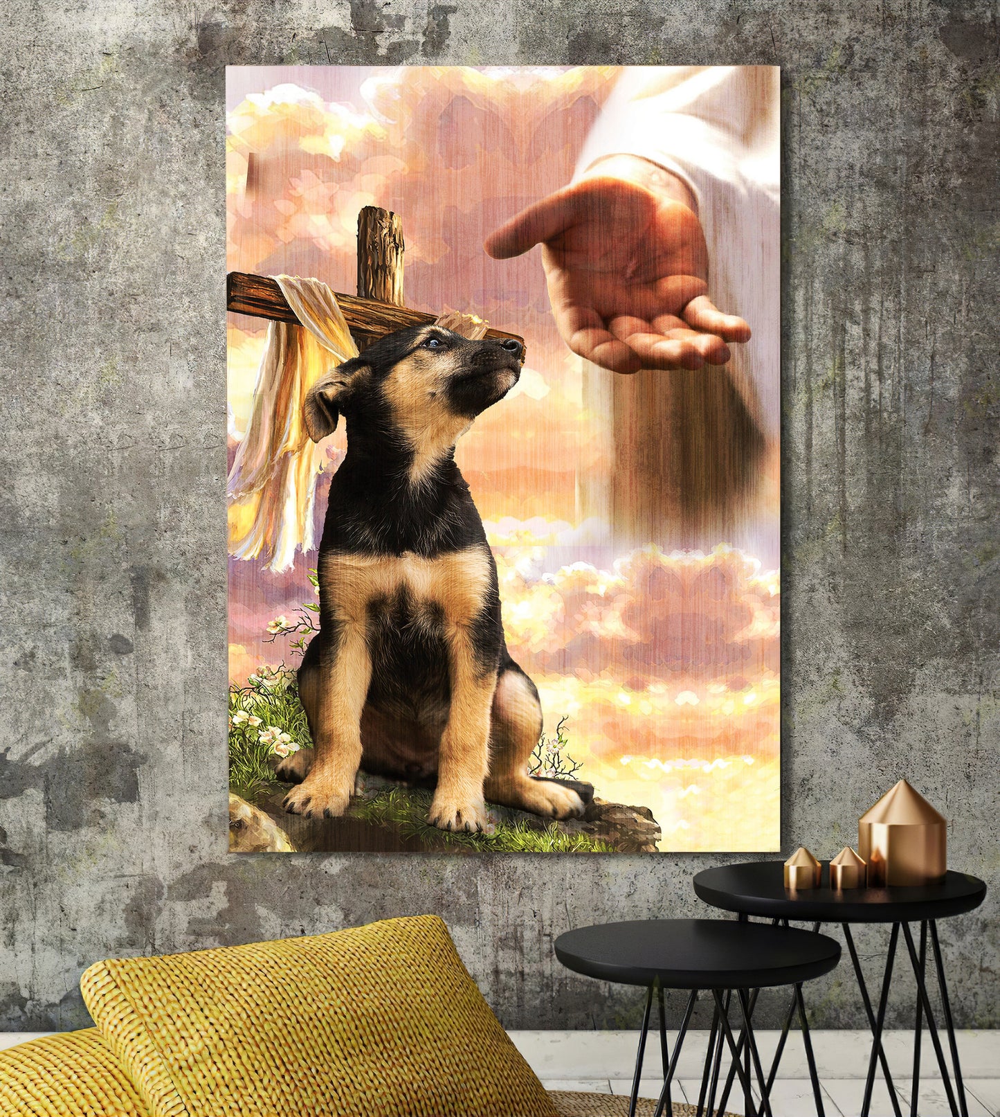 Little German Shepherd God Hand Canvas - Canvas Decor Ideas