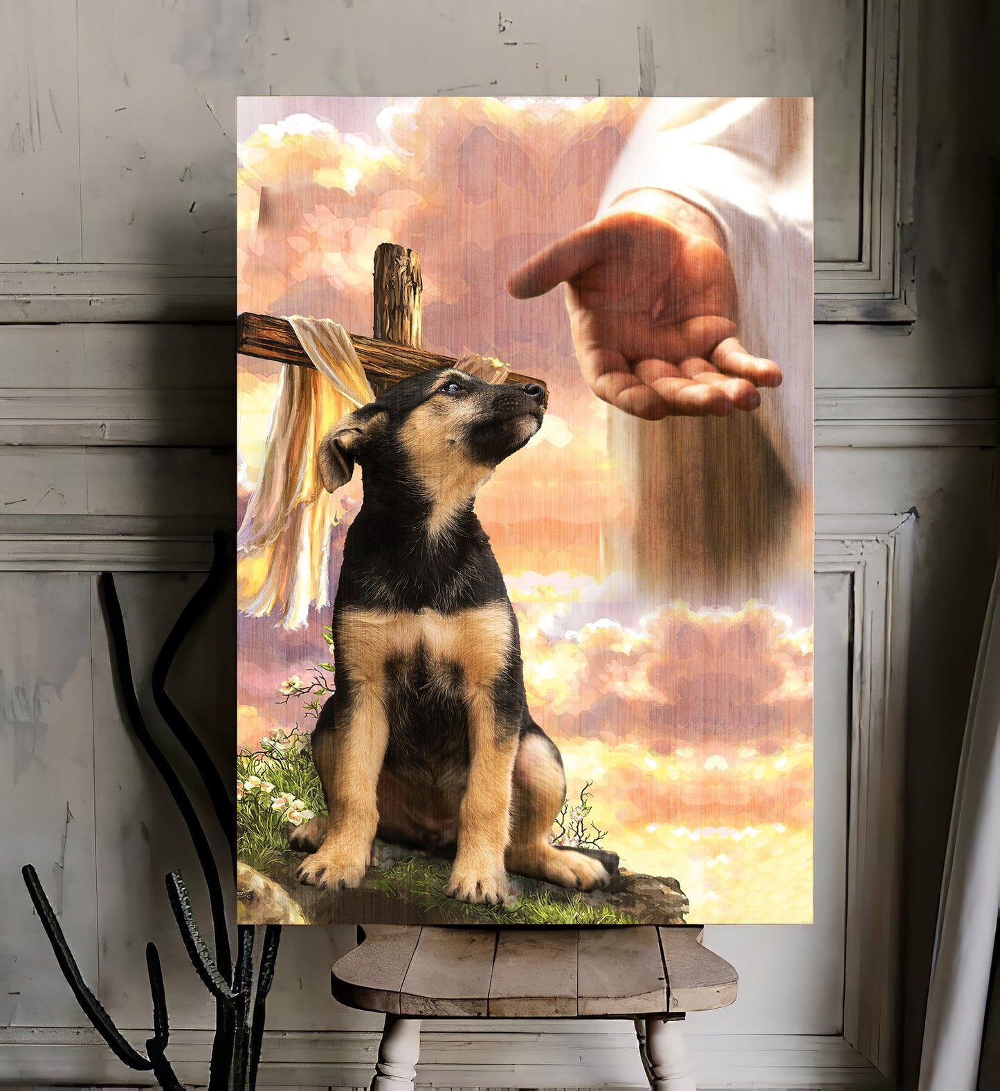 Little German Shepherd God Hand Canvas - Canvas Decor Ideas