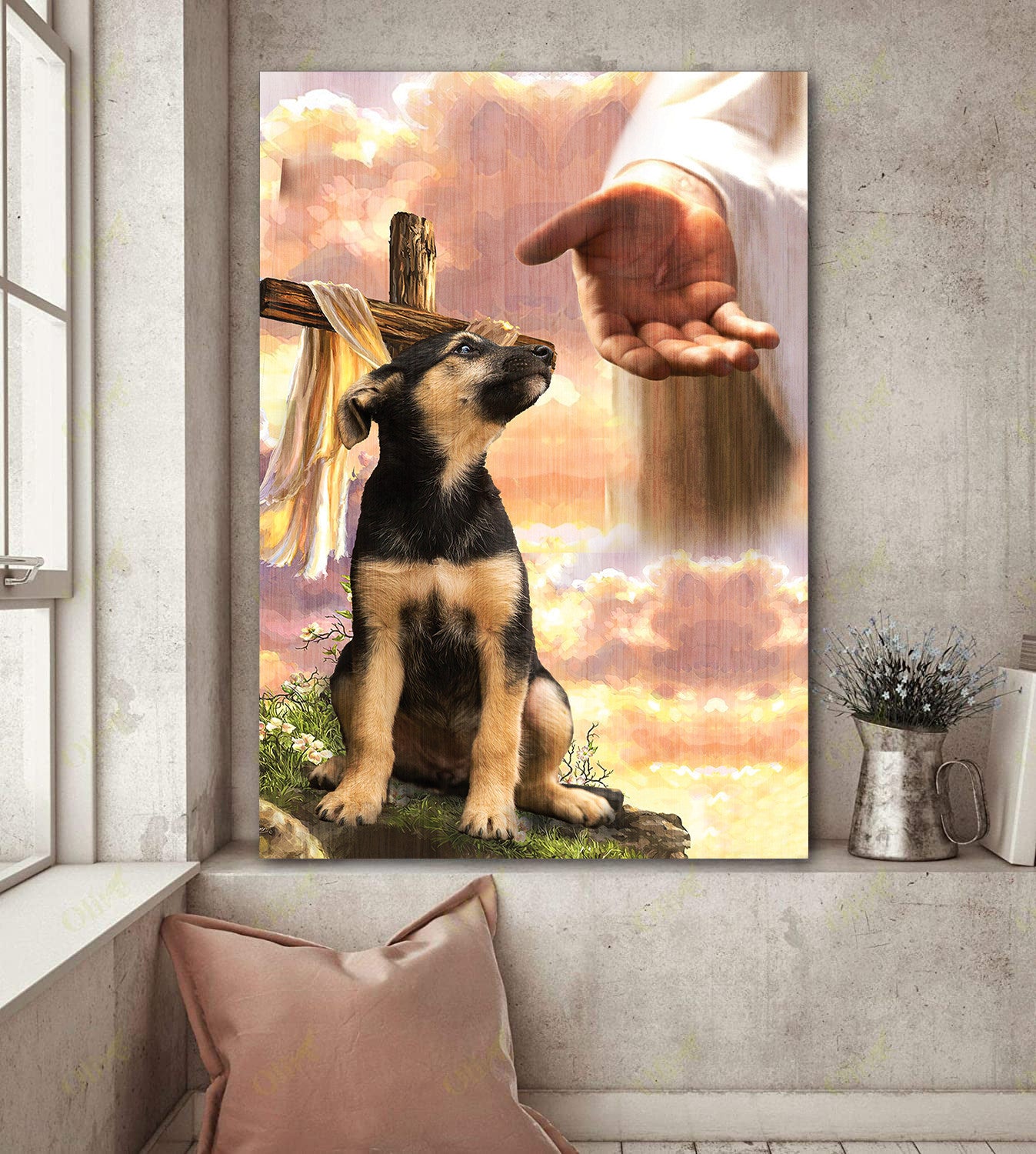 Little German Shepherd God Hand Canvas - Canvas Decor Ideas