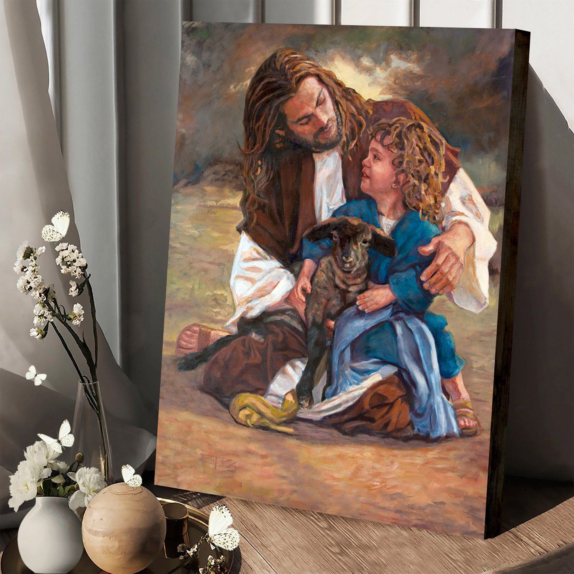 Little Shepherd Canvas Picture - Jesus Christ Canvas Art - Christian Wall Canvas