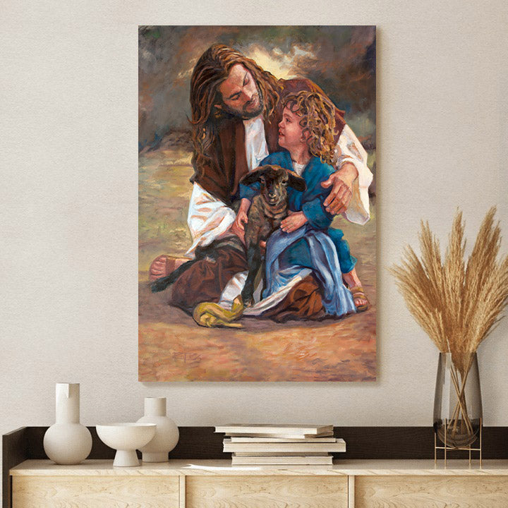 Little Shepherd Canvas Wall Art - Jesus Canvas Pictures - Christian Canvas Wall Art