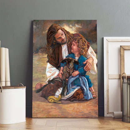 Little Shepherd Canvas Wall Art - Jesus Canvas Pictures - Christian Canvas Wall Art
