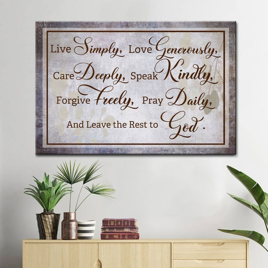 Live Simply Love Generously Canvas Wall Art Christian Wall Decor - Religious Wall Decor
