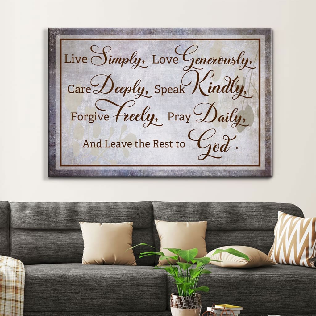 Live Simply Love Generously Canvas Wall Art Christian Wall Decor - Religious Wall Decor