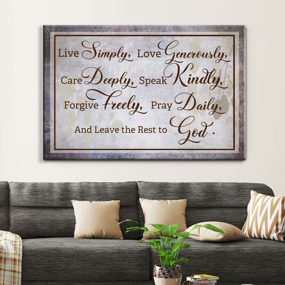 Live Simply Love Generously Canvas Wall Art Christian Wall Decor - Religious Wall Decor