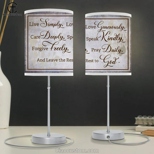 Live Simply Love Generously Table Lamp For Bedroom - Christian Room Decor