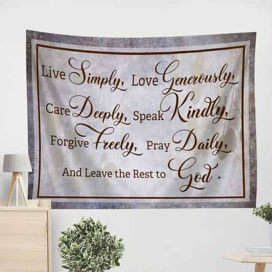 Live Simply Love Generously Tapestry Wall Art Christian Decor - Religious Tapestry - Christian Wall Tapestry