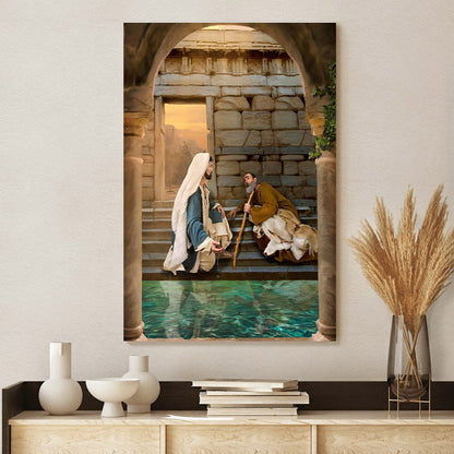 Living Water At Bethesda Canvas Wall Art - Christan Wall Decor