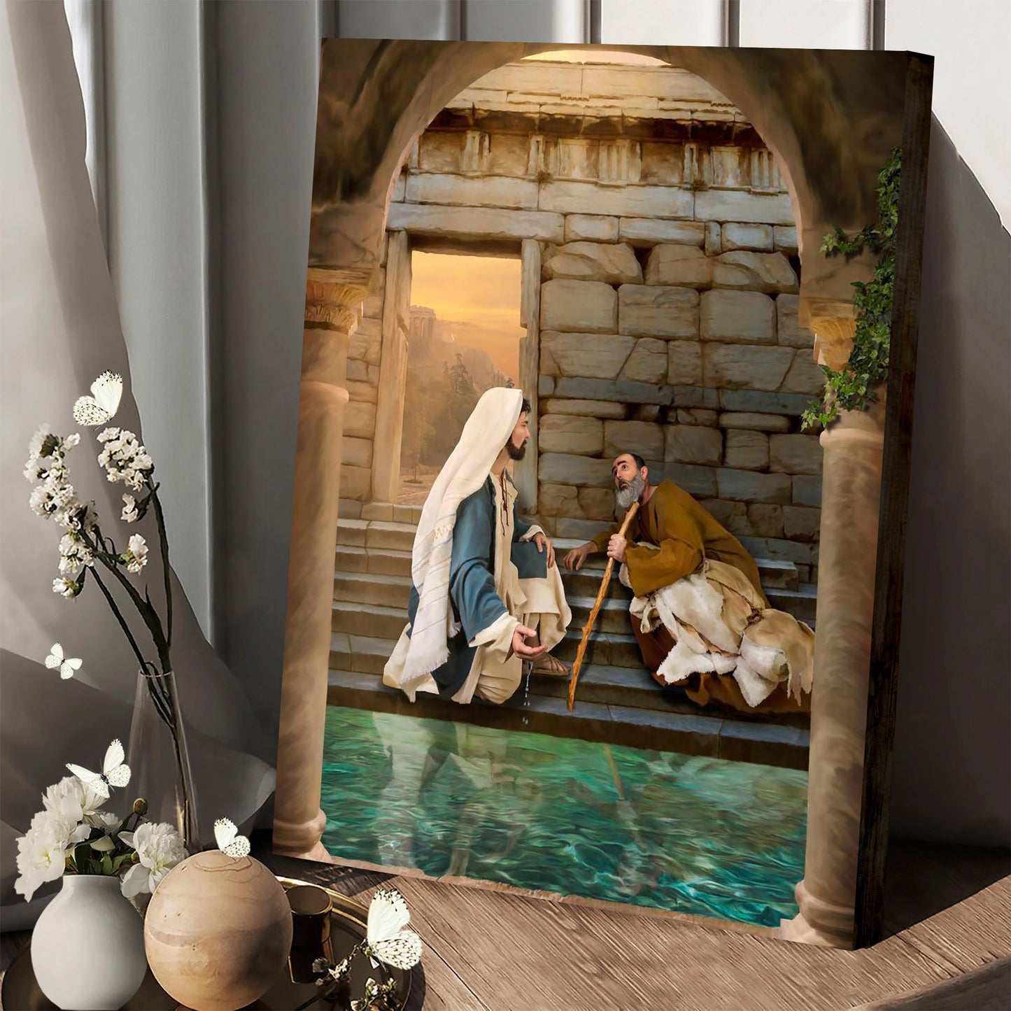 Living Water At Bethesda Canvas Wall Art - Christan Wall Decor
