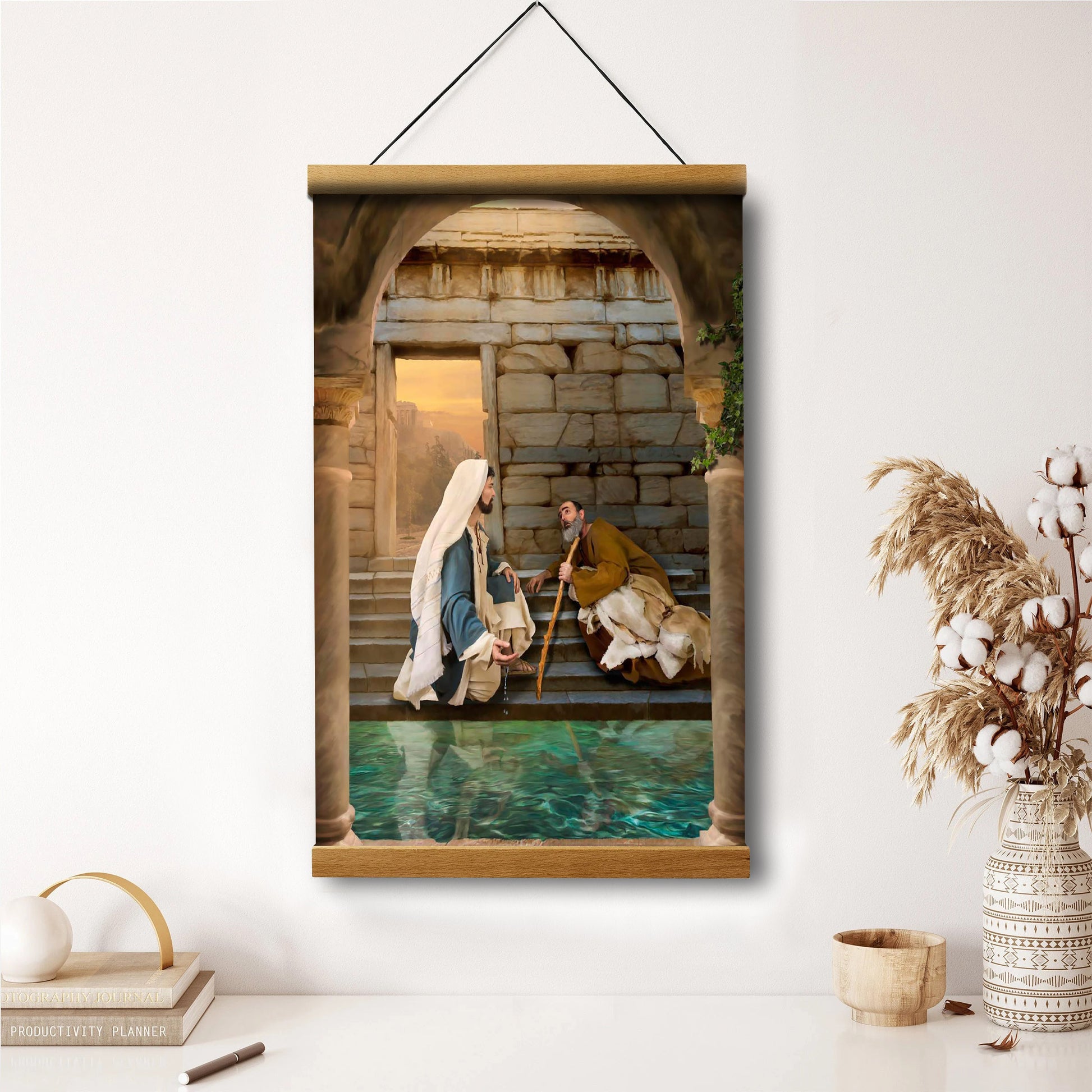 Living Water At Bethesda Hanging Canvas Wall Art - Christan Wall Decor - Religious Canvas