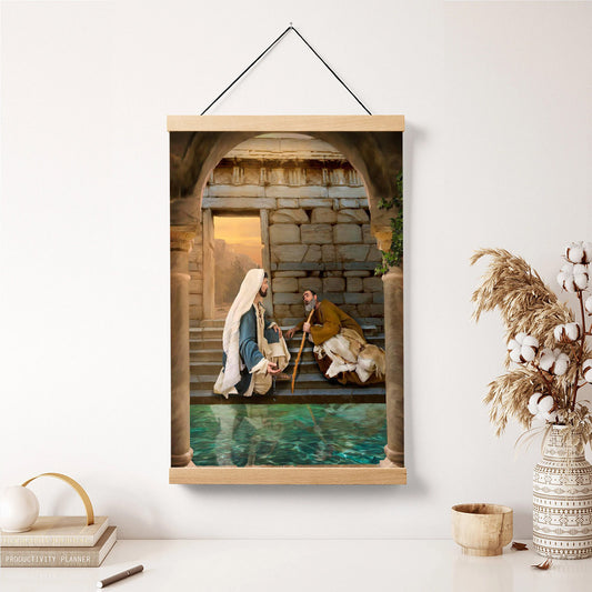 Living Water At Bethesda Hanging Canvas Wall Art - Christan Wall Decor - Religious Canvas