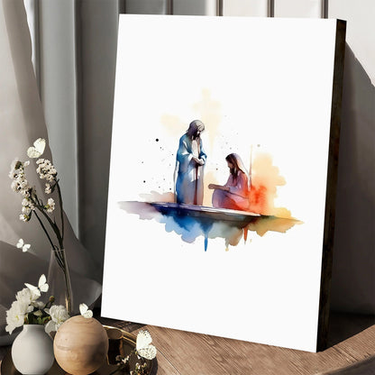Living Water Modern Wall Art Jesus Painting Minimalist - Canvas Pictures - Jesus Canvas Art - Christian Wall Art