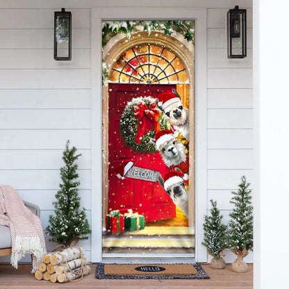 Llama Christmas Door Cover - Christmas Outdoor Decoration