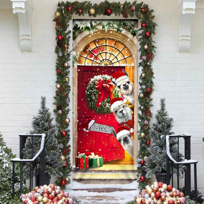 Llama Christmas Door Cover - Christmas Outdoor Decoration