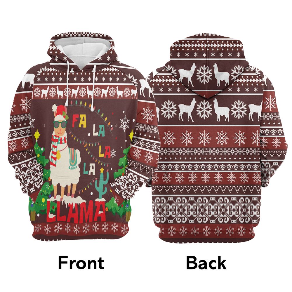 Llama Falalala Christmas All Over Print 3D Hoodie For Men And Women, Best Gift For Dog lovers, Best Outfit Christmas