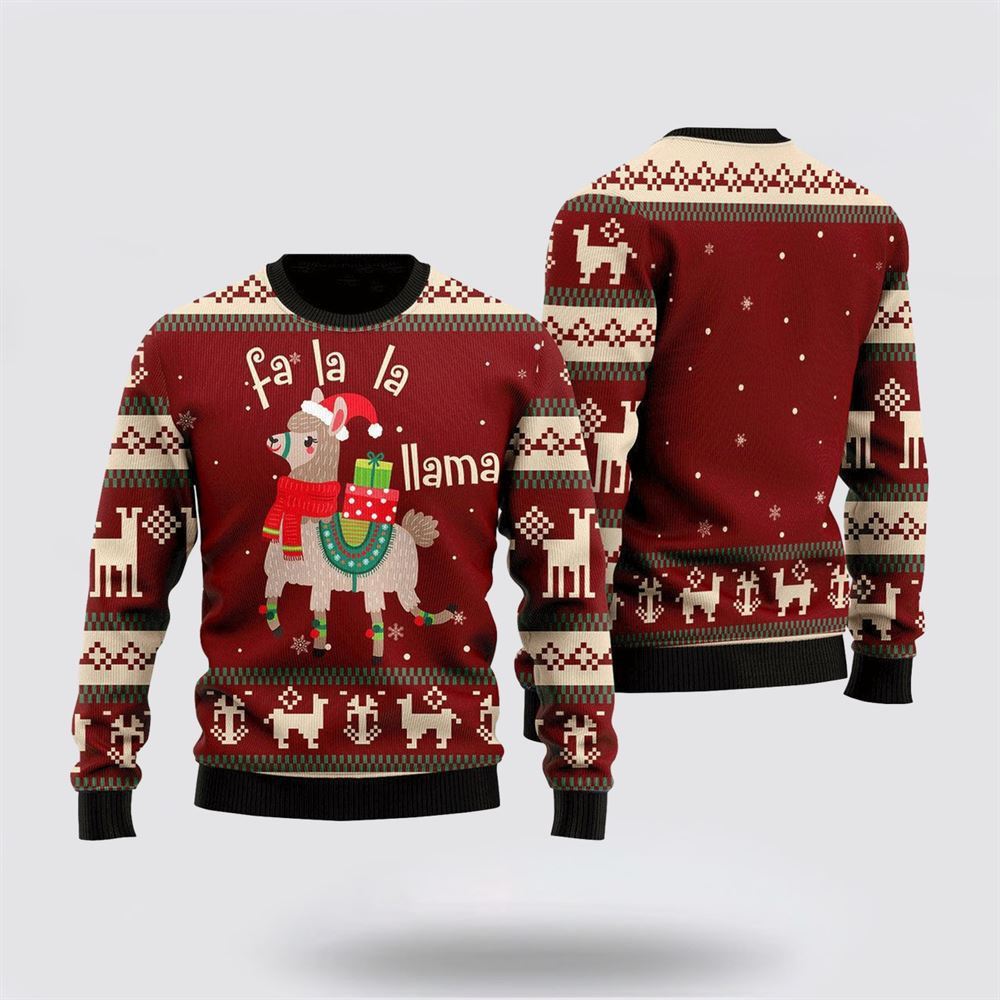Llama Lalala Chritmas Pattern Ugly Christmas Sweater, Farm Sweater, Christmas Gift, Best Winter Outfit Christmas