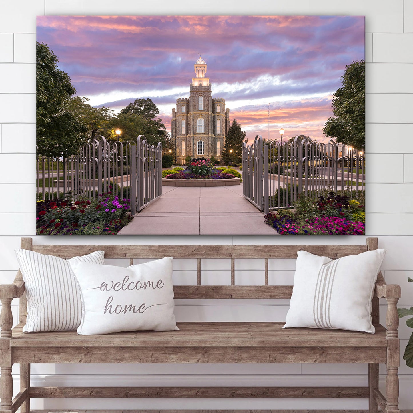 Logan Utah Temple Landmark Of Light Canvas Wall Art - Jesus Christ Picture - Canvas Christian Wall Art