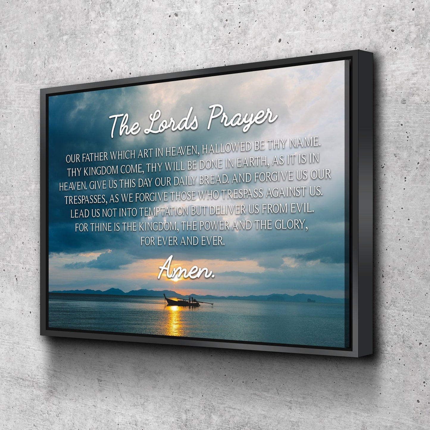 Lone Ship & The Lords Prayer Wall Art - Christian Canvas Wall Art