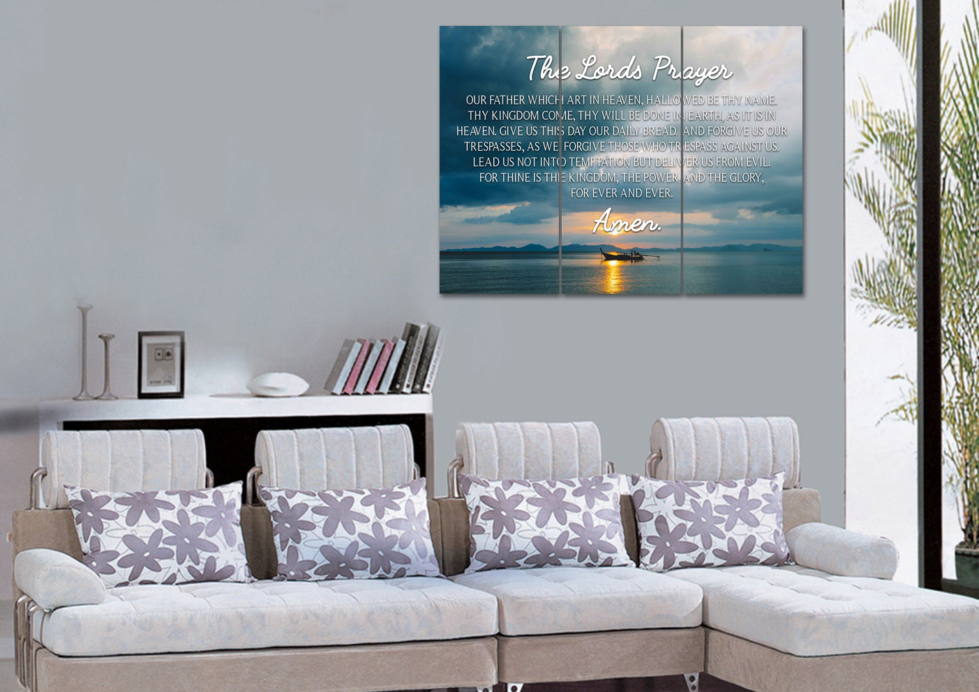 Lone Ship & The Lords Prayer Wall Art - Christian Canvas Wall Art