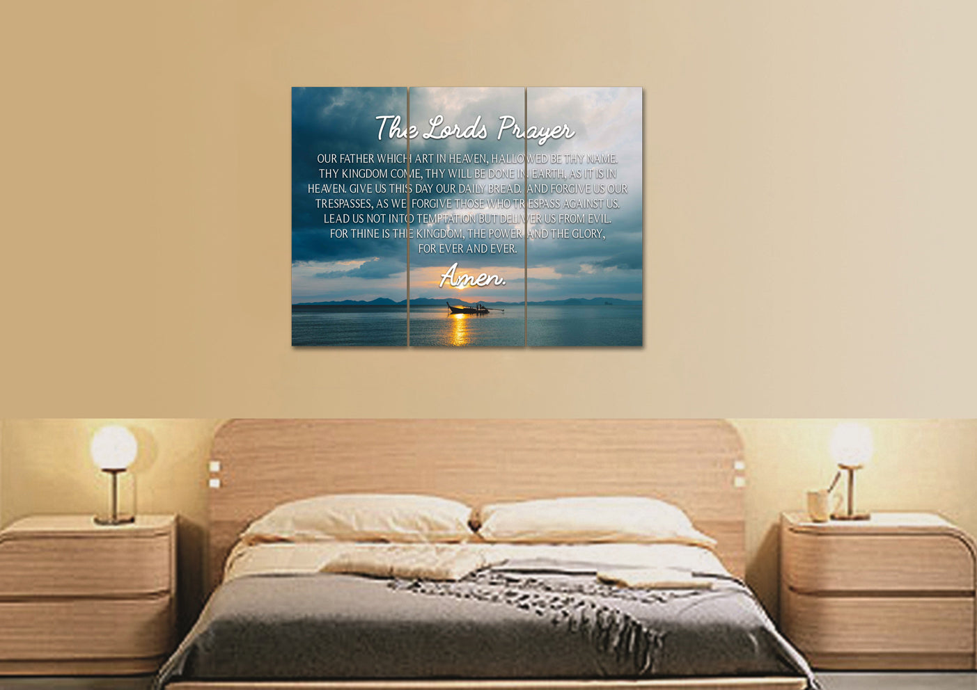 Lone Ship & The Lords Prayer Wall Art - Christian Canvas Wall Art