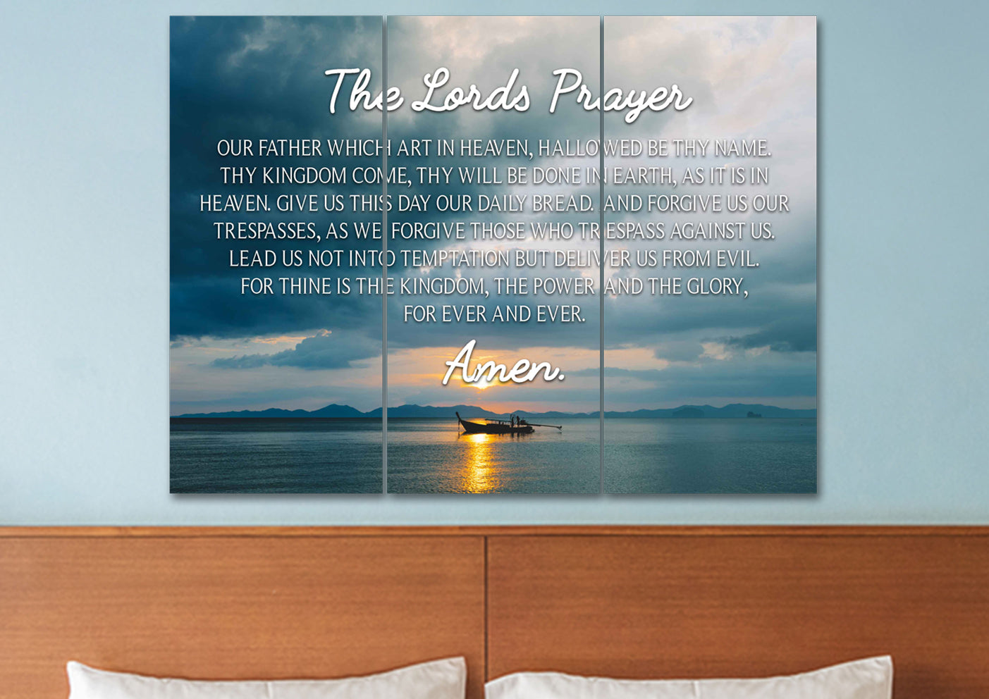 Lone Ship & The Lords Prayer Wall Art - Christian Canvas Wall Art