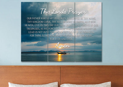 Lone Ship & The Lords Prayer Wall Art - Christian Canvas Wall Art