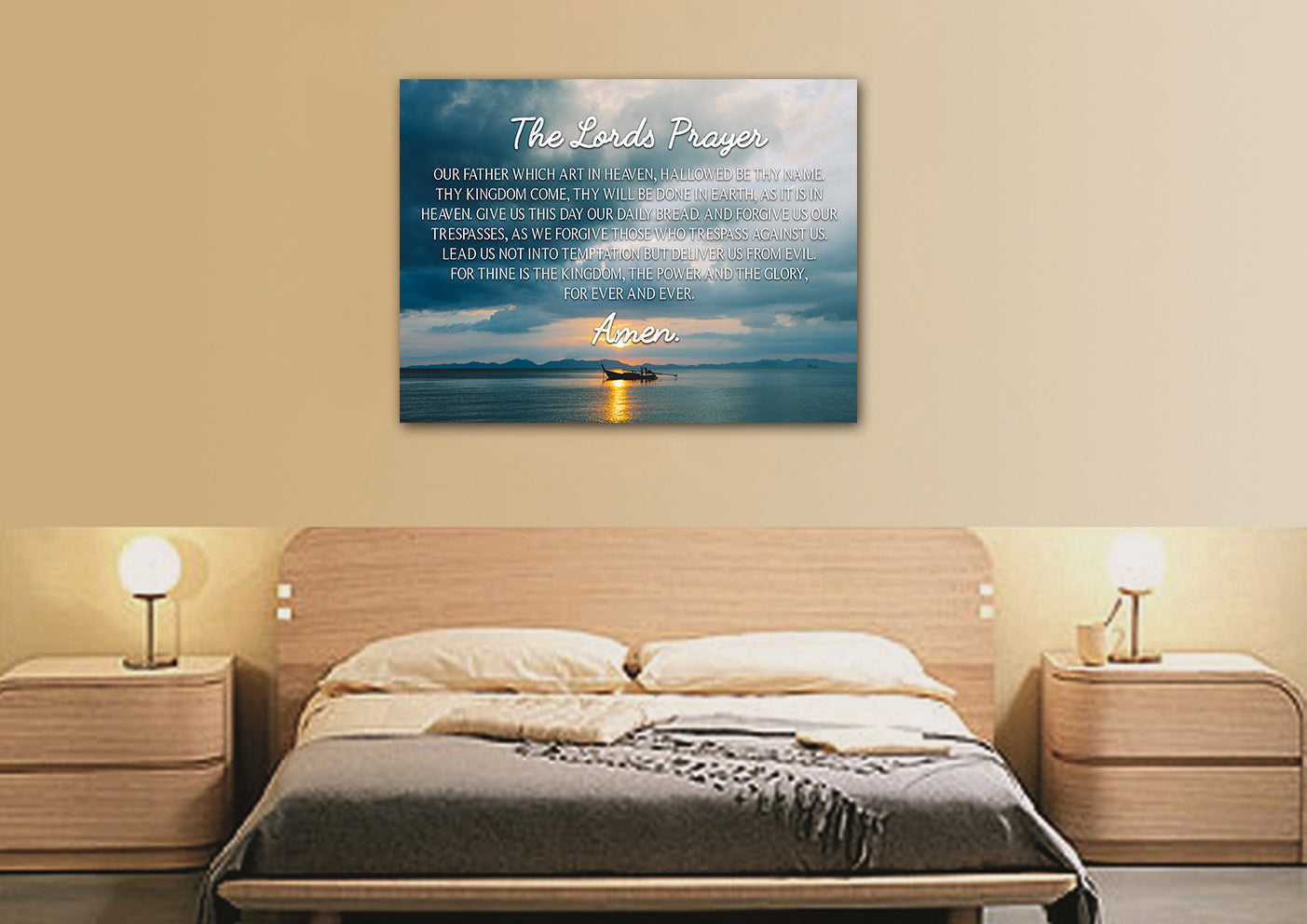 Lone Ship & The Lords Prayer Wall Art - Christian Canvas Wall Art