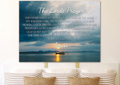 Lone Ship & The Lords Prayer Wall Art - Christian Canvas Wall Art